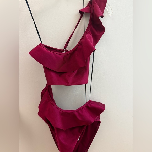 Zimmermann Deep Red Ruffled One Piece - Picture 4 of 4